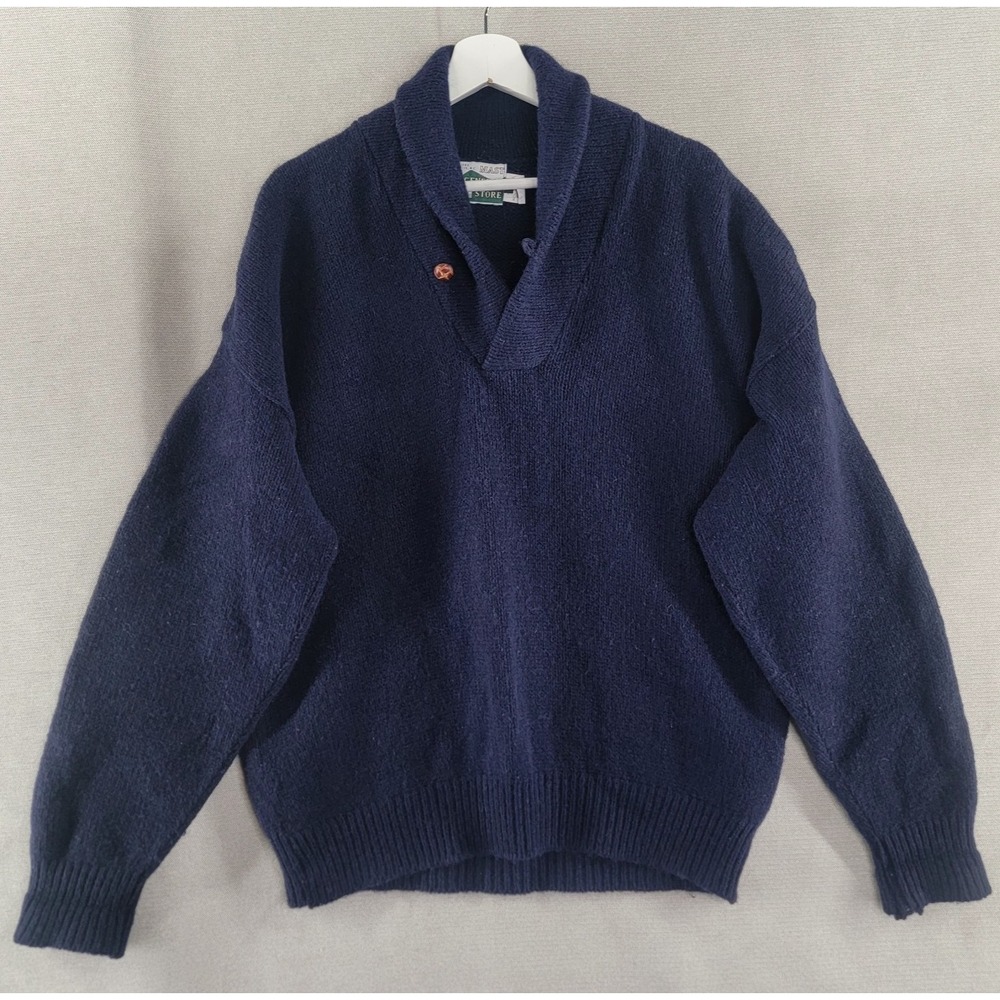 Mast General Store Mens Sweater Wool Shawl Collar Size XL Grandpa Fisherman